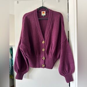 Farm Rio Burgundy Bubble Knit Cardigan